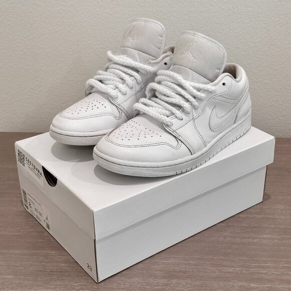 AIR JORDAN 1 LOW WHITE/WHITE-WHITE BLANC/BLANC/BLANC W - Picture 4 of 15